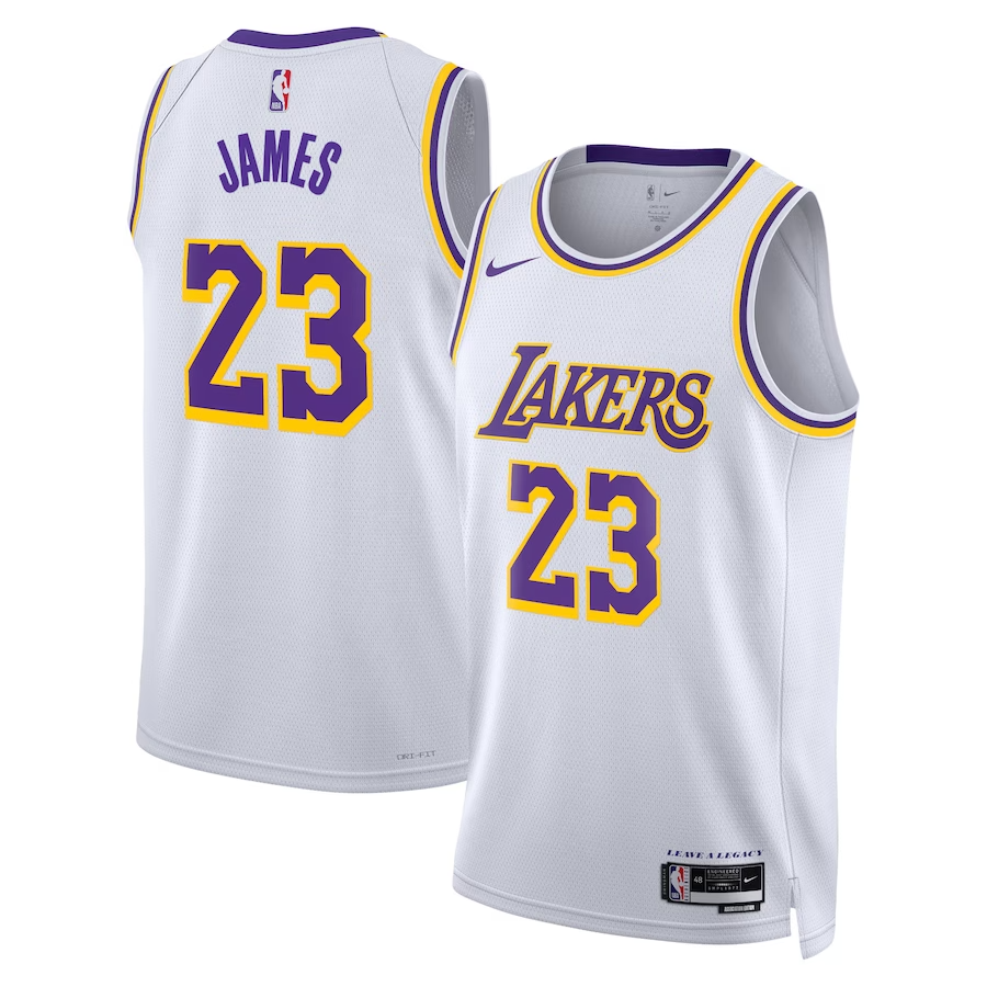 Nike Youth Los Angeles Lakers Lebron James 23 Association Jersey XL White