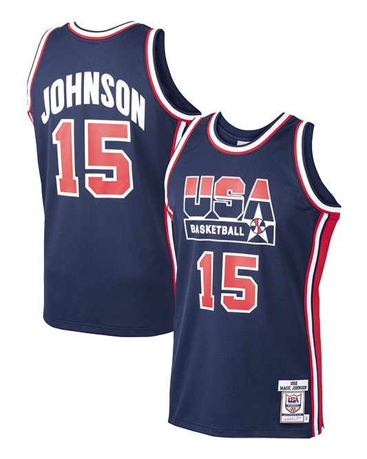 Magic Johnson USA Basketball Home 1992 Dream Team Authentic Jersey - Navy
