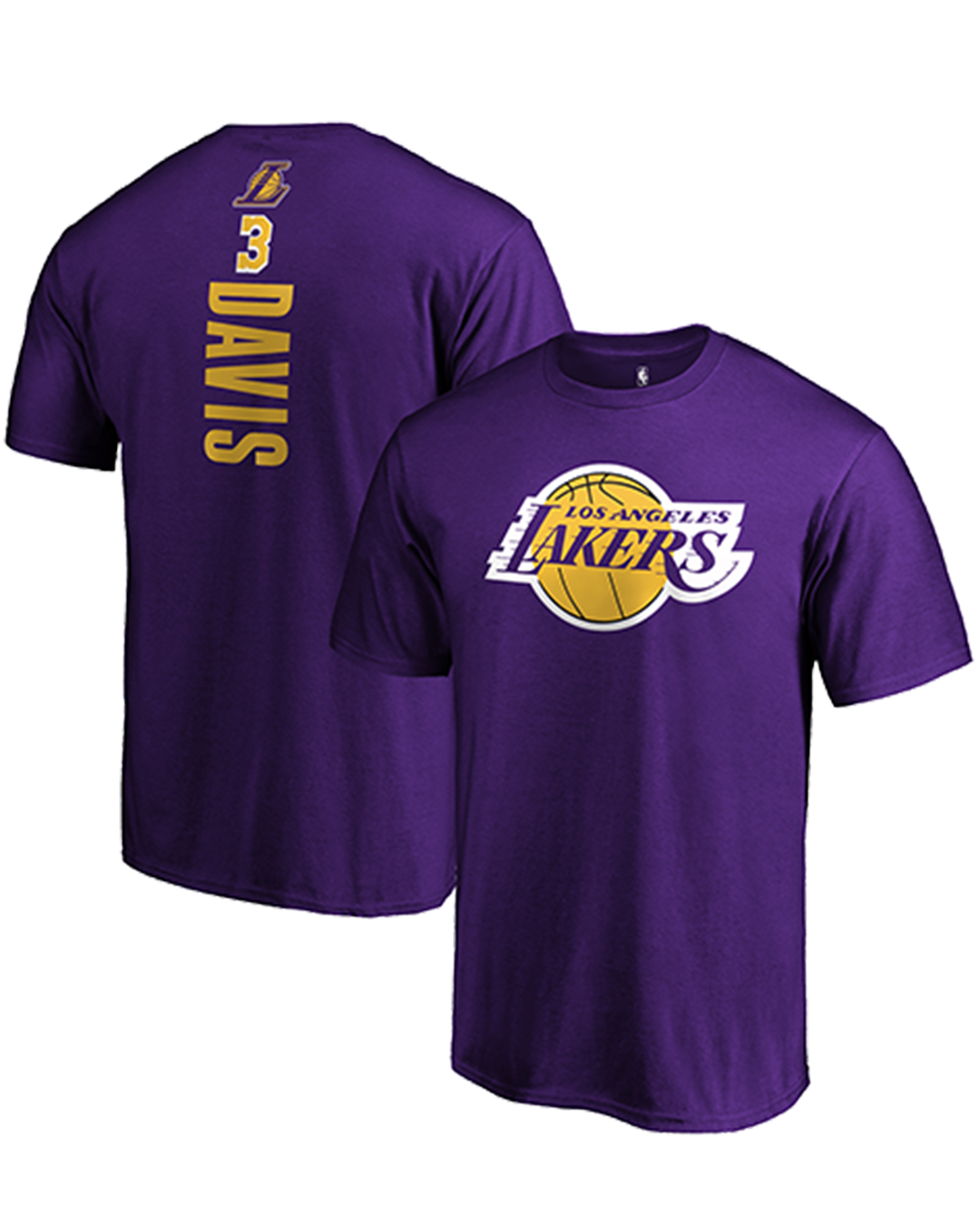 Name & Number Vertical Anthony Davis Los Angeles Lakers Tee - Lakers Store