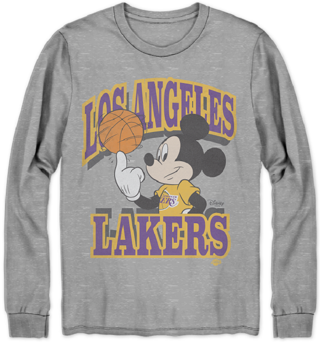 Los Angeles Lakers Disney Mickey Team Name Long Sleeve T-Shirt XS