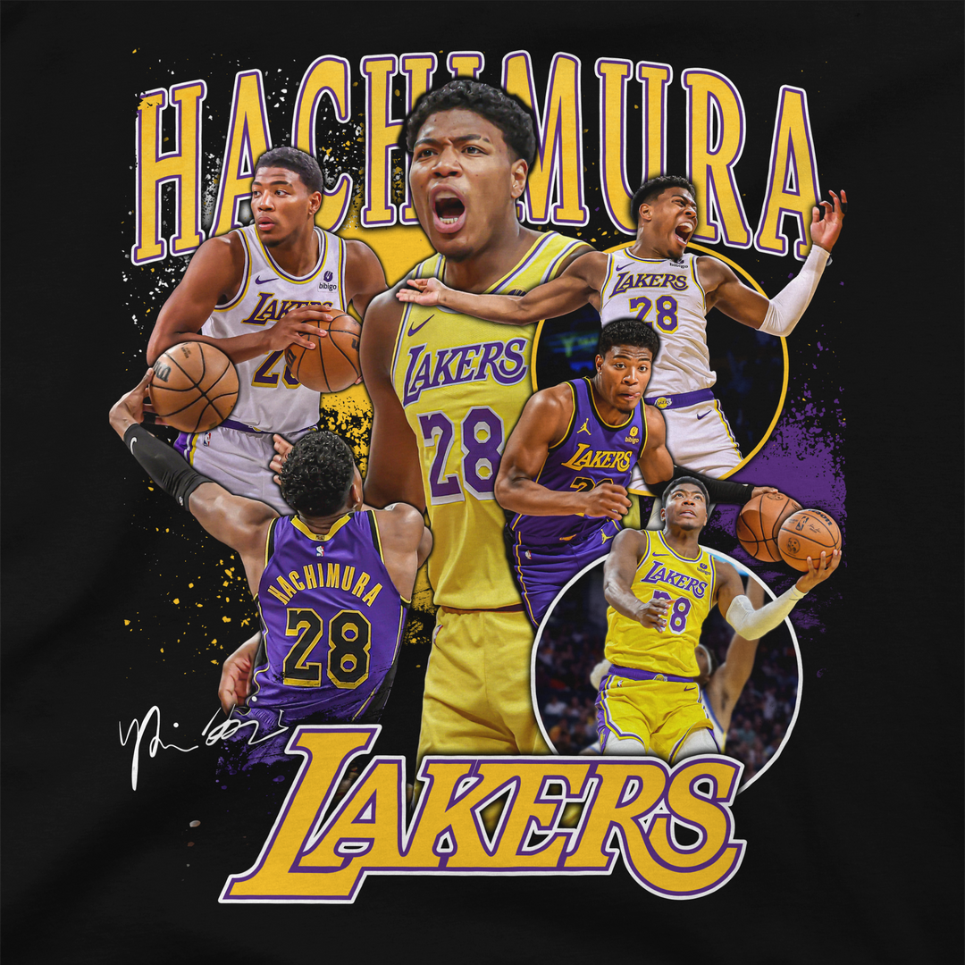 Lakers Hachimura Multi Photo Player Print T-Shirt