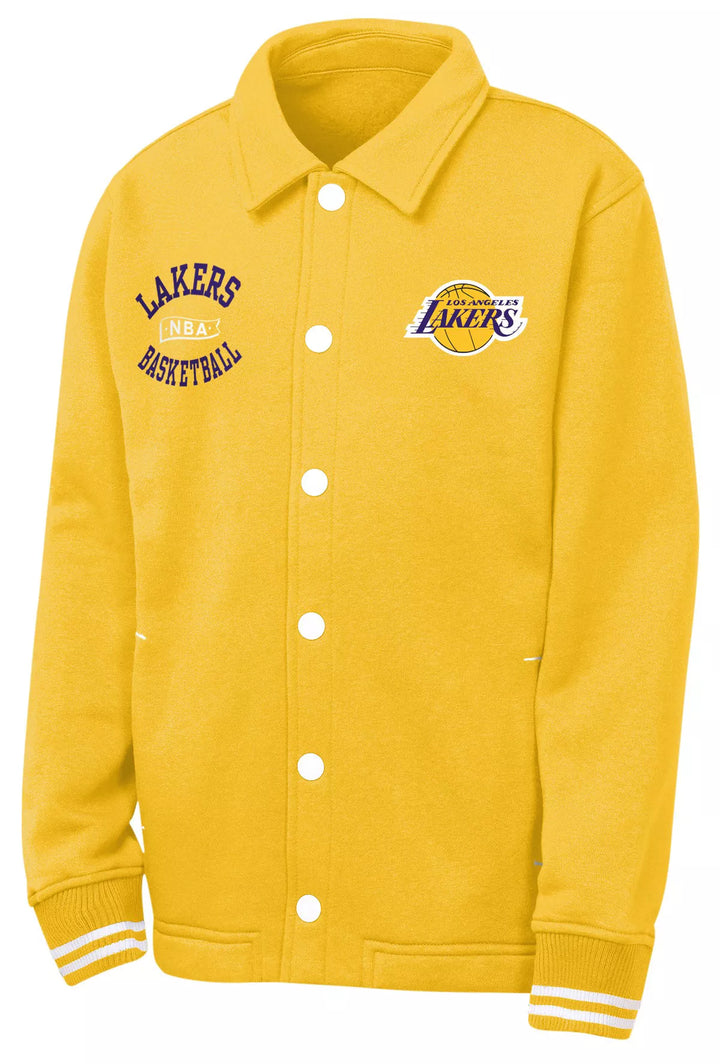Lakers Youth All Day Fleece Snap Coach Jacket