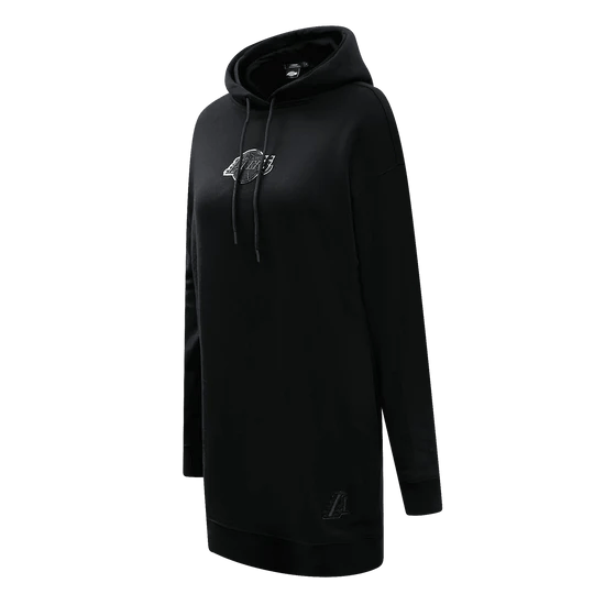 Lakers Women's Triple Black Fleece Hoodie Dress – Lakers Store Lakers Women's Triple Black Fleece Hoodie Dress – Lakers Store