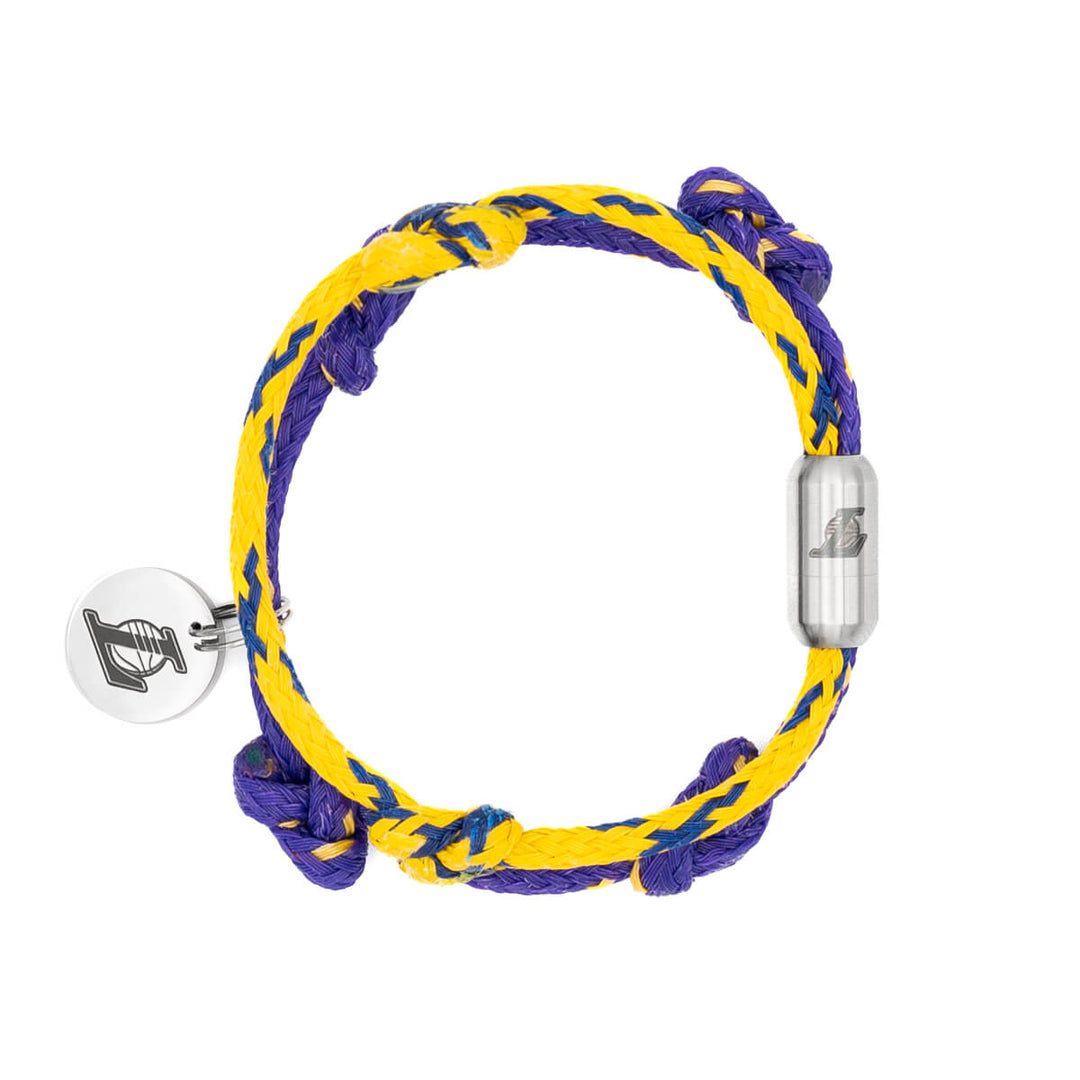 bracelet fishing net LA Lakers Bracenet Purple & Gold Upcycled Fishing Net Logo Charm Bracelet