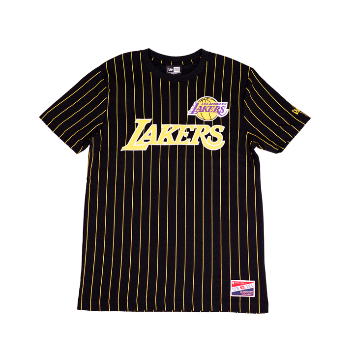Lakers Throwback Pinstripe Wordmark SS Tee