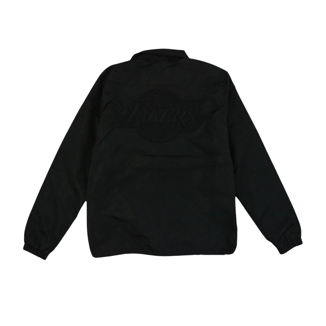 Lakers Black Out Embroidered Primary Coach Jacket – Lakers Store Lakers Black Out Embroidered Primary Coach Jacket – Lakers Store
