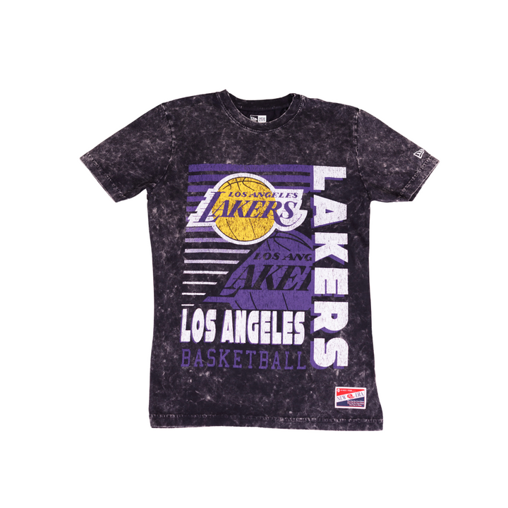 Lakers Throwback Vintage Logo Acid Wash SS Top