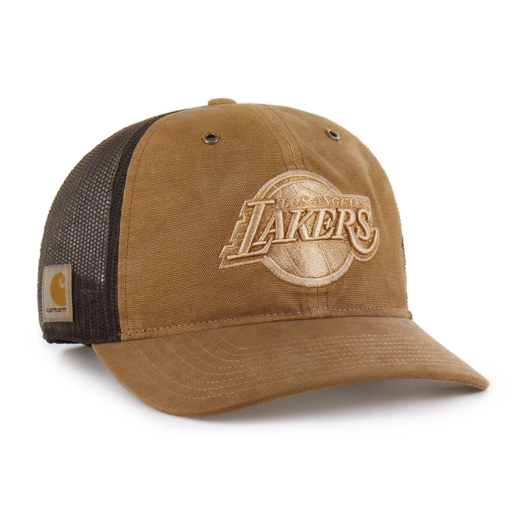 Lakers Carhartt Garmet Dyed Trucker Brown Snapback Hat