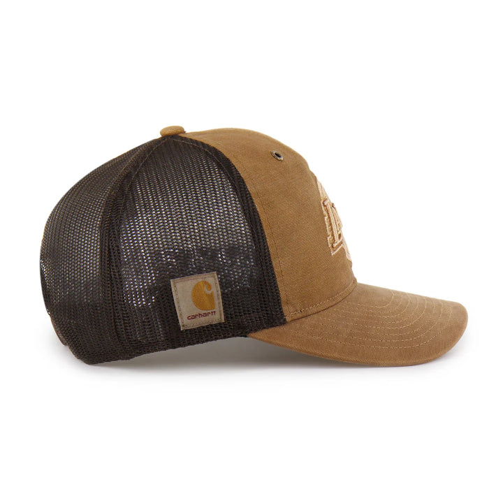 Lakers Carhartt Garmet Dyed Trucker Brown Snapback Hat