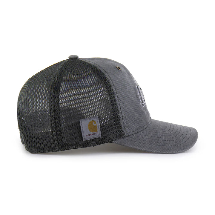 Lakers Carhartt Garmet Dyed Trucker Black Snapback Hat
