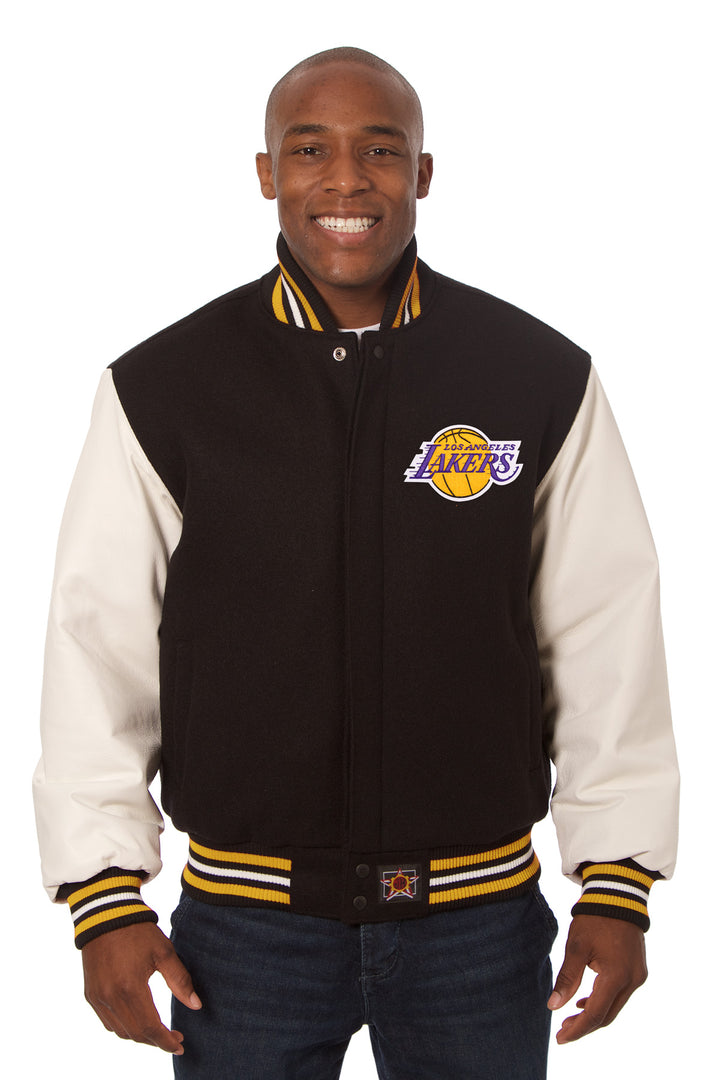 Los Angeles Lakers Wool And Leather Jacket With Embroidered Patches