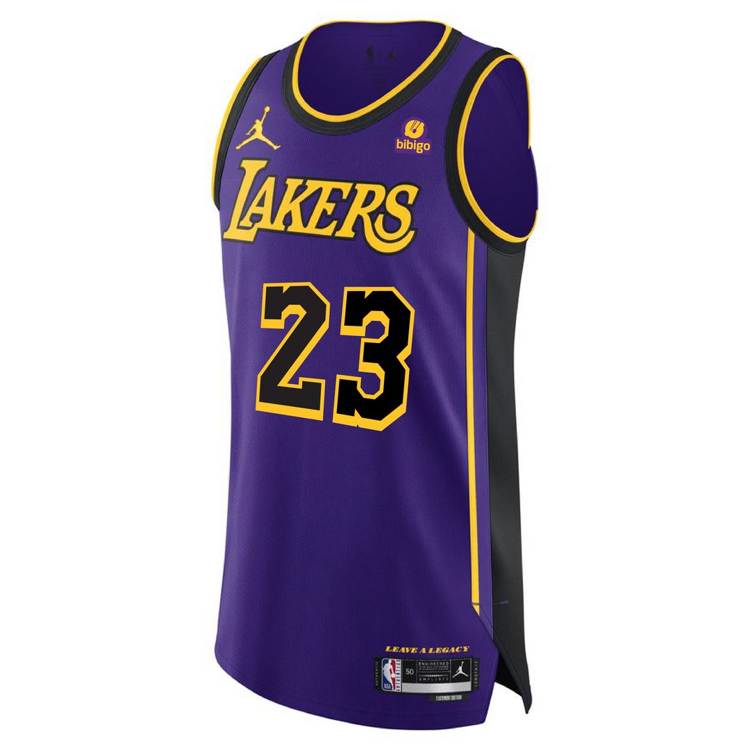 Los Angeles Lakers LeBron James 23 Statement Authentic Jersey