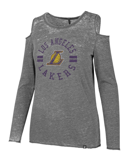 Los Angeles Lakers Fade Out Cold Shoulder Long Sleeve T-Shirt - Lakers Store
