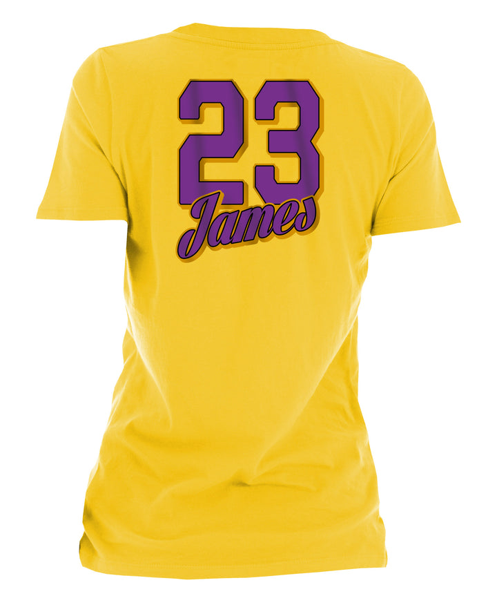 Los Angeles Lakers Women's LeBron James Script Player T-Shirt - Gold - Lakers Store