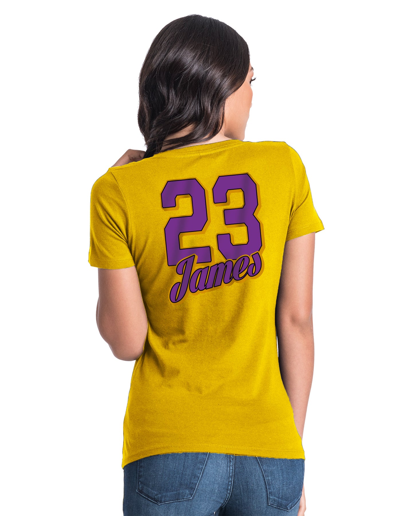 Los Angeles Lakers Women's LeBron James Script Player T-Shirt - Gold M