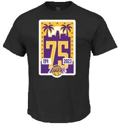 Los Angeles Lakers 75th Anniversary SS Tee - Black