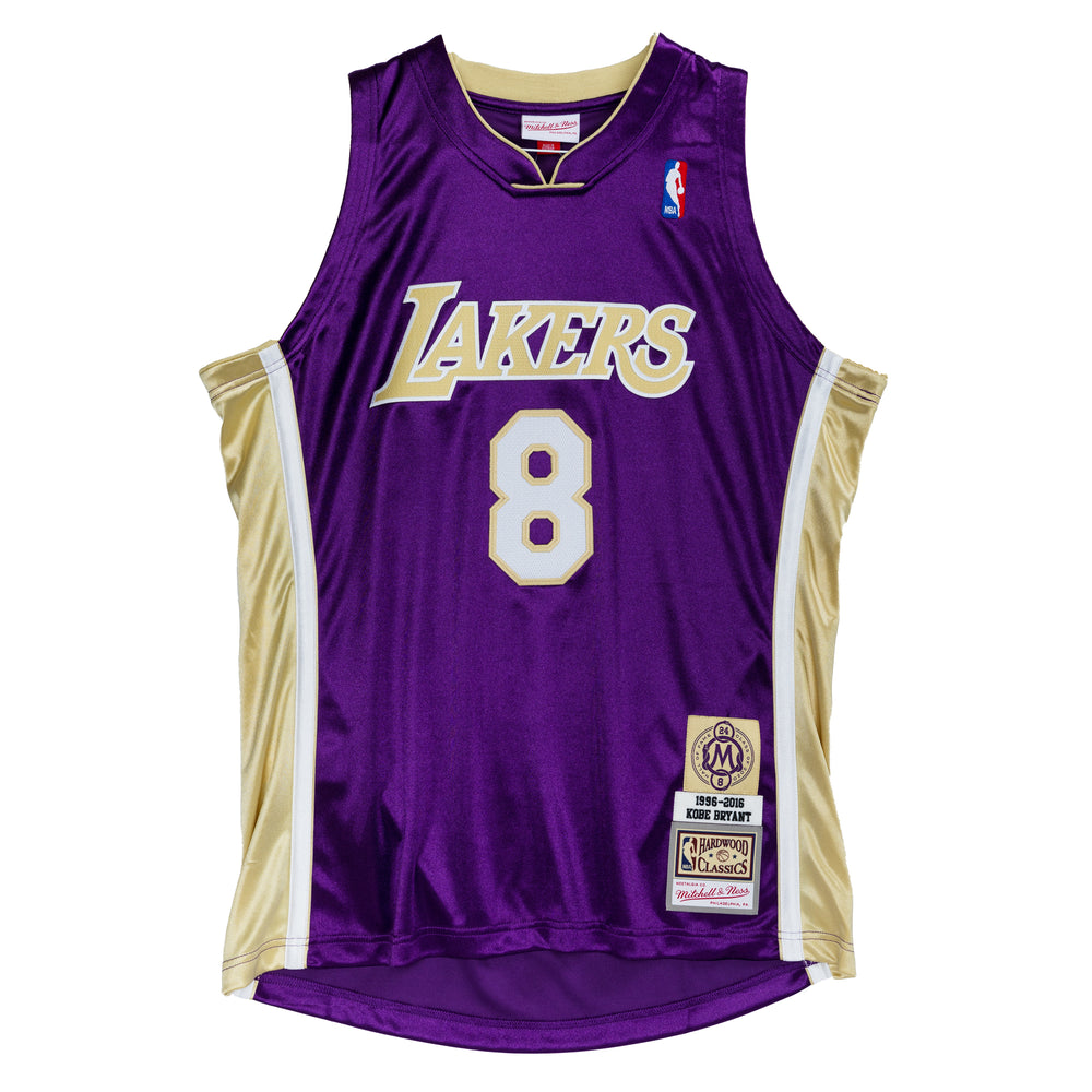 Shop Mitchell & Ness Los Angeles Lakers Magic Johnson Pullover Short Sleeve  Jersey NNMPSC19040LAL-PURP purple