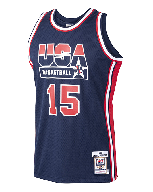 Magic Johnson USA Basketball Home 1992 Dream Team Authentic Jersey - Navy - Lakers Store