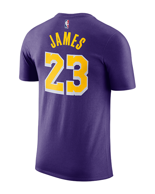 Los Angeles Lakers Men T-Shirt Large Purple Logo Graphic LeBron James 23  READ