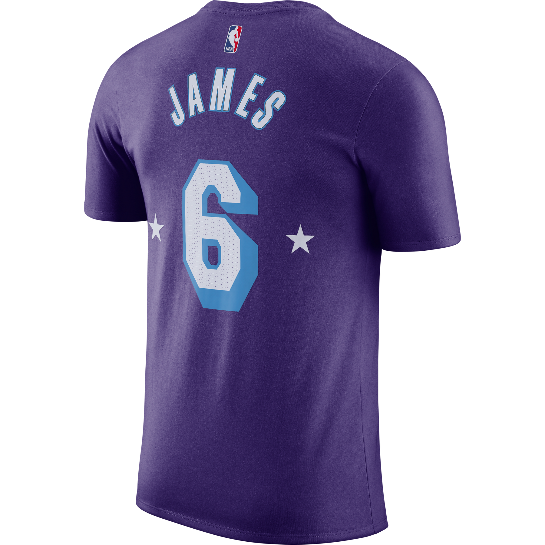 Nike Men's 2021-22 City Edition Los Angeles Lakers LeBron James #6 Purple Cotton T-Shirt, Large