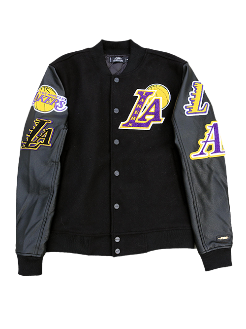 Los Angeles Lakers Logo Wool Leather Varsity Jacket - Lakers Store