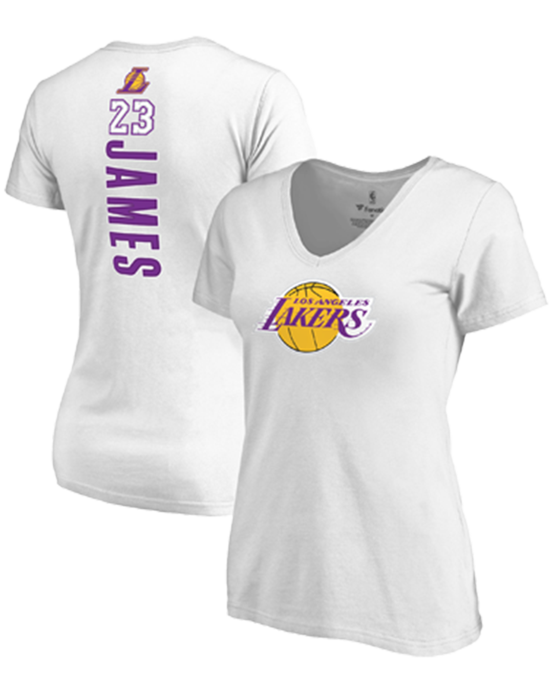 Backer Name & Number LeBron James Womens Los Angeles Lakers V-Neck - Lakers Store