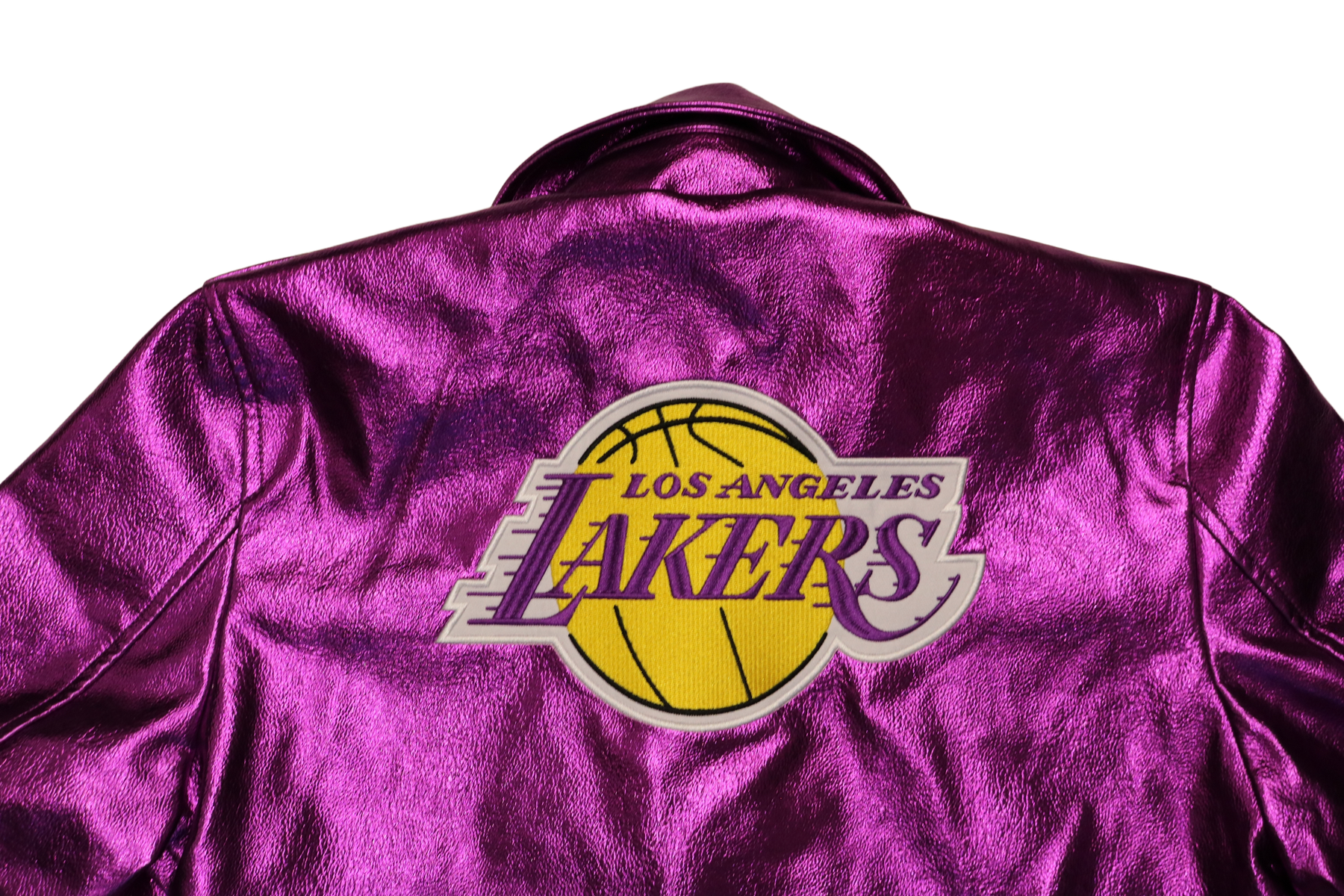 LA Lakers Purple and Black Satin Bomber Jacket