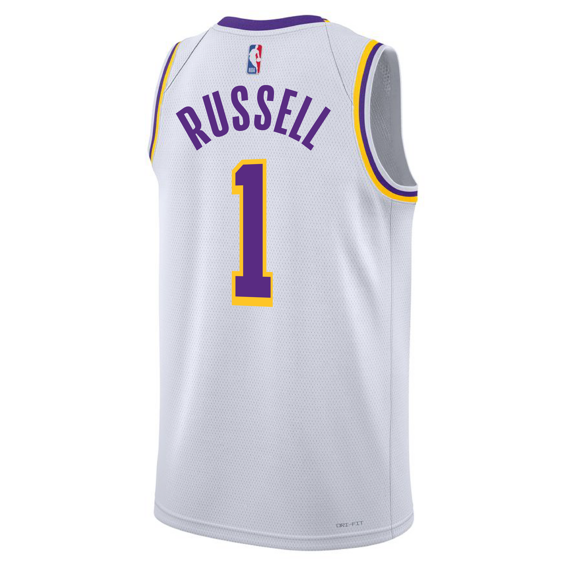 D'Angelo Russell Los Angeles Lakers Unsigned Dribbling in White Jersey Photograph