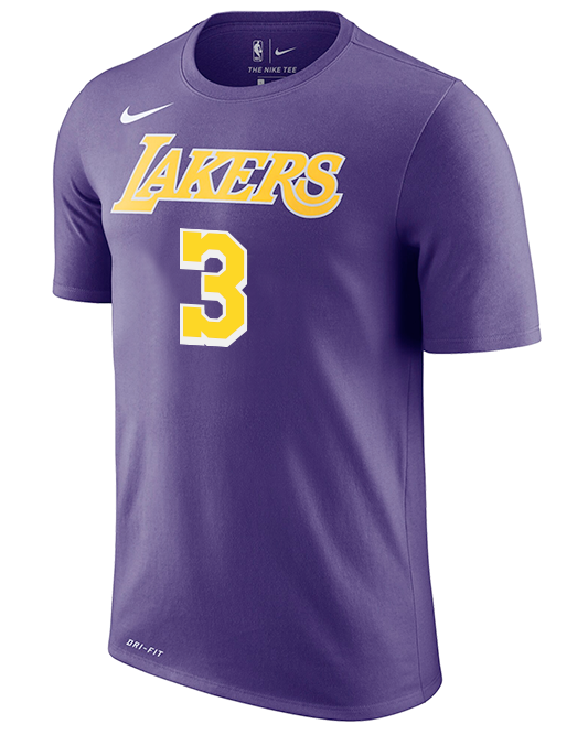 Nike Men's Los Angeles Lakers Anthony Davis #3 Yellow T-Shirt, XXL