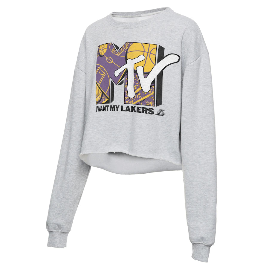 Los Angeles Lakers Women's MTV I Want My Cropped Fleece Pullover Sweatshirt